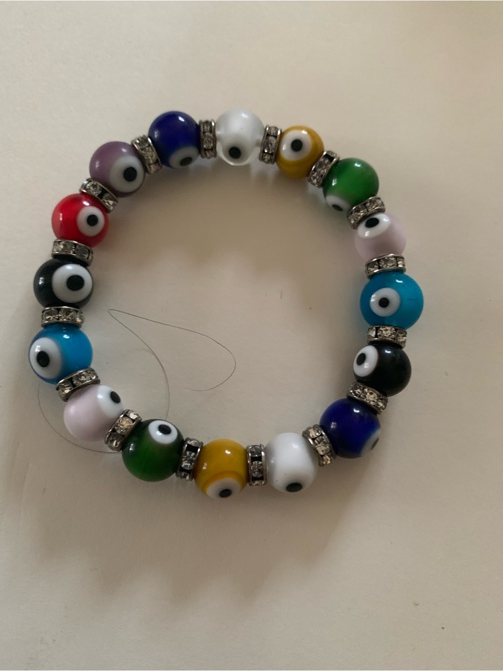 Kids Multicolor Evil Eye Beaded Stretch Bracelet - Unbranded